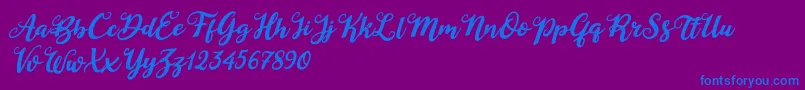 Duck in Shipah Italic-Schriftart – Blaue Schriften auf violettem Hintergrund