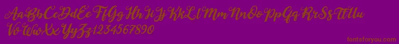 Duck in Shipah Italic-Schriftart – Braune Schriften auf violettem Hintergrund