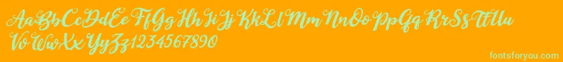 Duck in Shipah Italic-Schriftart – Grüne Schriften auf orangefarbenem Hintergrund