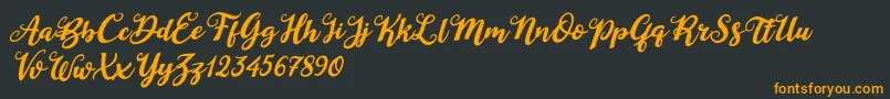 フォントDuck in Shipah Italic – 黒い背景にオレンジの文字