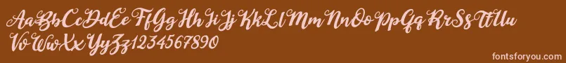 Duck in Shipah Italic-Schriftart – Rosa Schriften auf braunem Hintergrund