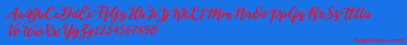 Duck in Shipah Italic-Schriftart – Rote Schriften auf blauem Hintergrund