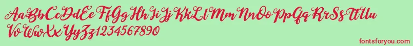 Duck in Shipah Italic-Schriftart – Rote Schriften auf grünem Hintergrund