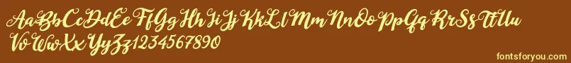 Duck in Shipah Italic-Schriftart – Gelbe Schriften auf braunem Hintergrund