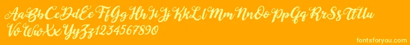 Duck in Shipah Italic-Schriftart – Gelbe Schriften auf orangefarbenem Hintergrund