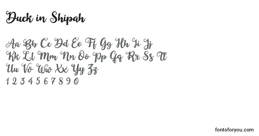 Czcionka Duck in Shipah – alfabet, cyfry, specjalne znaki