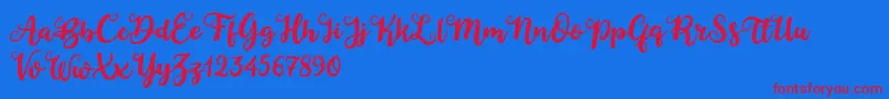 Duck in Shipah Font – Red Fonts on Blue Background