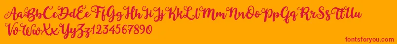 Duck in Shipah Font – Red Fonts on Orange Background