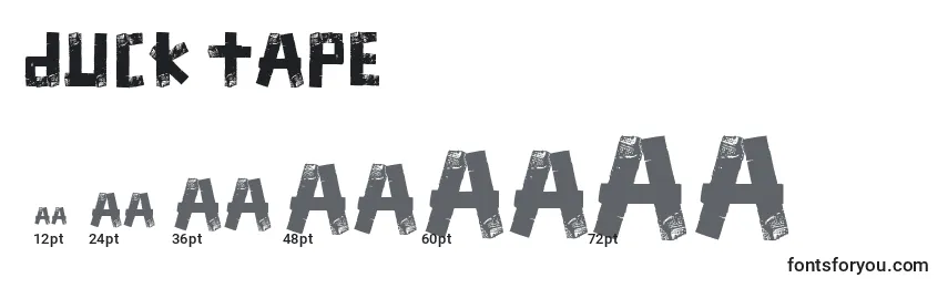 Duck Tape Font Sizes
