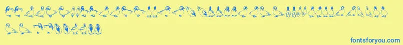 Duck Font – Blue Fonts on Yellow Background