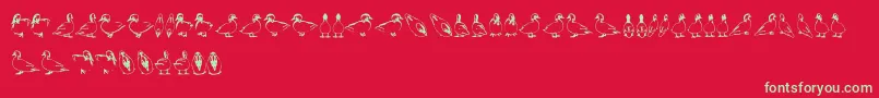 Duck-Schriftart – Grüne Schriften auf rotem Hintergrund