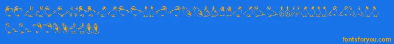Duck Font – Orange Fonts on Blue Background