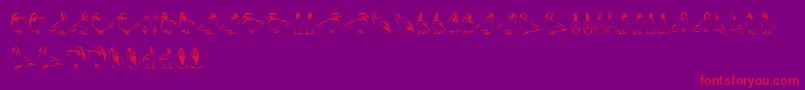 Duck-Schriftart – Rote Schriften auf violettem Hintergrund