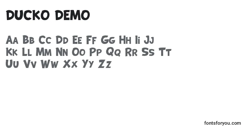 DUCKO DEMOフォント–アルファベット、数字、特殊文字