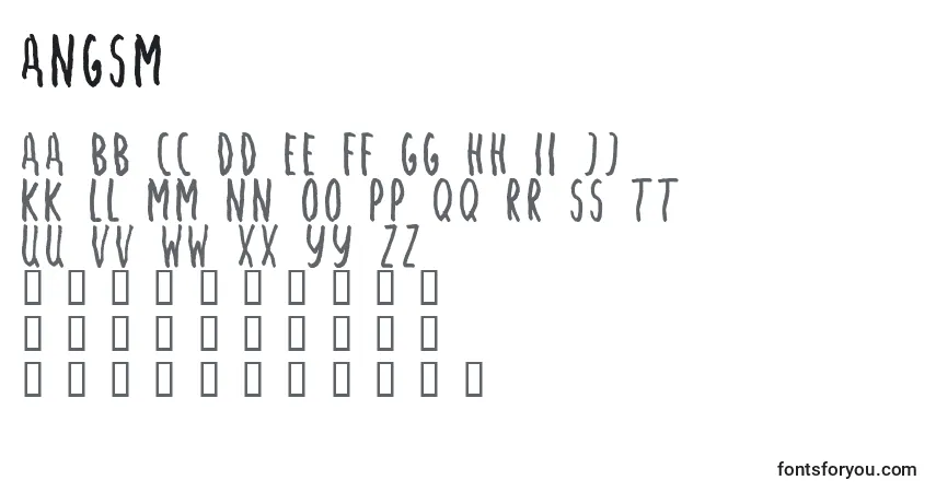 Schriftart Angsm – Alphabet, Zahlen, spezielle Symbole