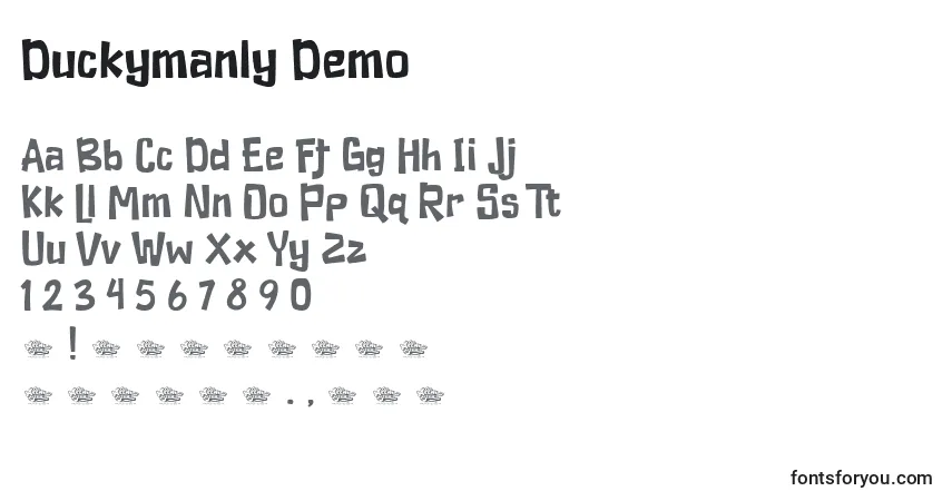 Duckymanly Demo-fontti – aakkoset, numerot, erikoismerkit