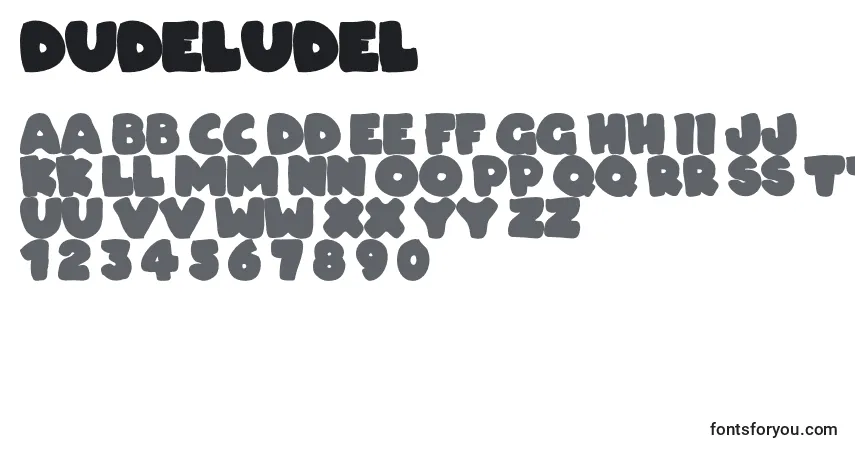 Шрифт Dudeludel – алфавит, цифры, специальные символы