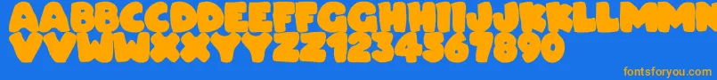 Dudeludel Font – Orange Fonts on Blue Background