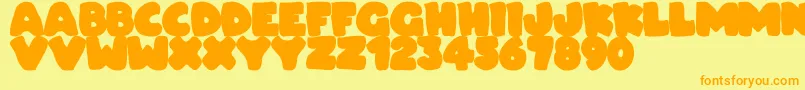 Dudeludel Font – Orange Fonts on Yellow Background