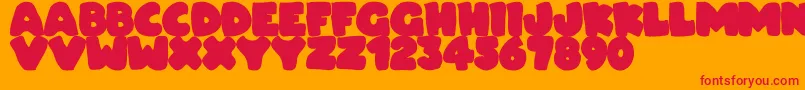 Dudeludel Font – Red Fonts on Orange Background