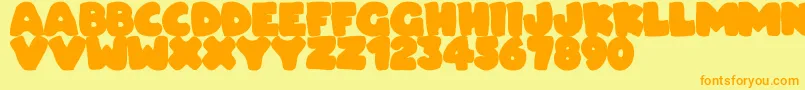 Dudeludel Font – Orange Fonts on Yellow Background