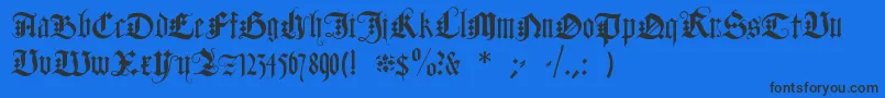 DuerersMinuskeln-Schriftart – Schwarze Schriften auf blauem Hintergrund