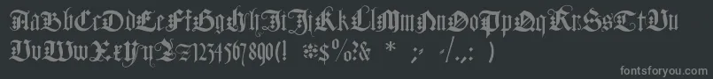 DuerersMinuskeln-fontti – harmaat kirjasimet mustalla taustalla