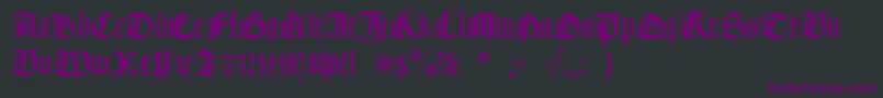 Czcionka DuerersMinuskeln – fioletowe czcionki na czarnym tle