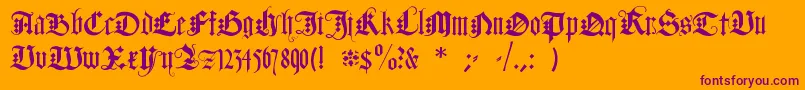 DuerersMinuskeln Font – Purple Fonts on Orange Background