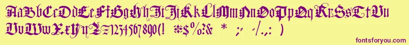 DuerersMinuskeln Font – Purple Fonts on Yellow Background