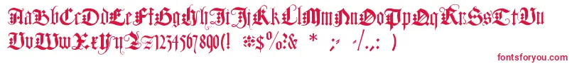 DuerersMinuskeln-fontti – punaiset fontit valkoisella taustalla