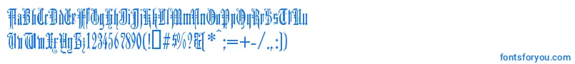 フォントDUERG    – 白い背景に青い文字