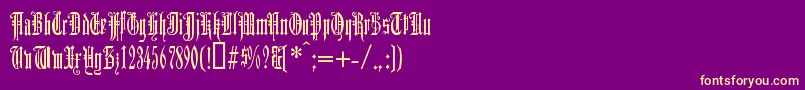 Weitere Informationen zur DUERG -Schriftart DUERG -Schriftart – Gelbe Schriften auf violettem Hintergrund