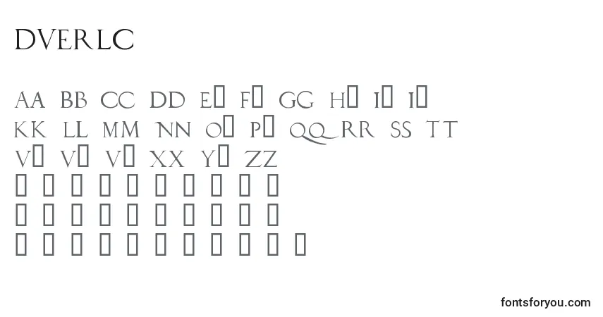 A fonte DUERLC   (125615) – alfabeto, números, caracteres especiais