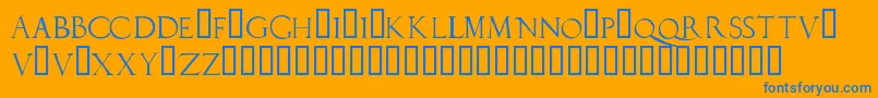DUERLC  -Schriftart – Blaue Schriften auf orangefarbenem Hintergrund