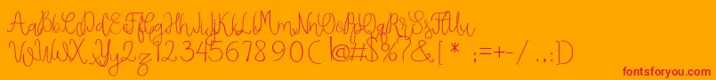 Dughter Free-Schriftart – Rote Schriften auf orangefarbenem Hintergrund