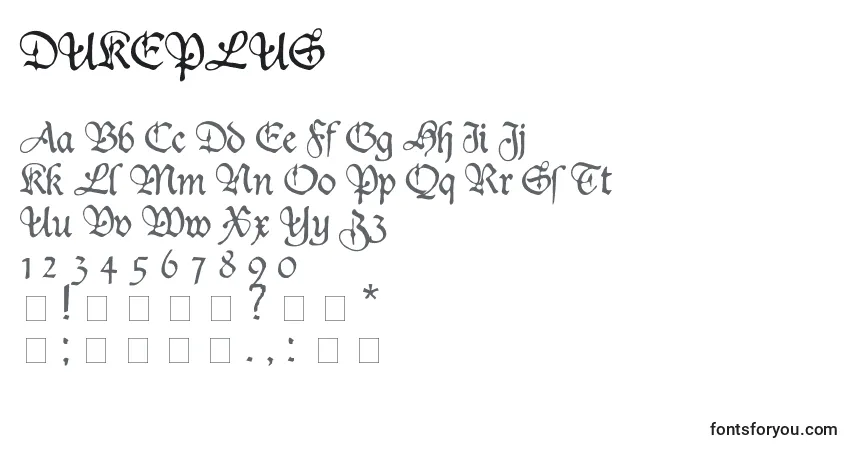 A fonte DUKEPLUS (125618) – alfabeto, números, caracteres especiais