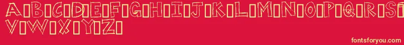 フォントDUMPS – 黄色の文字、赤い背景