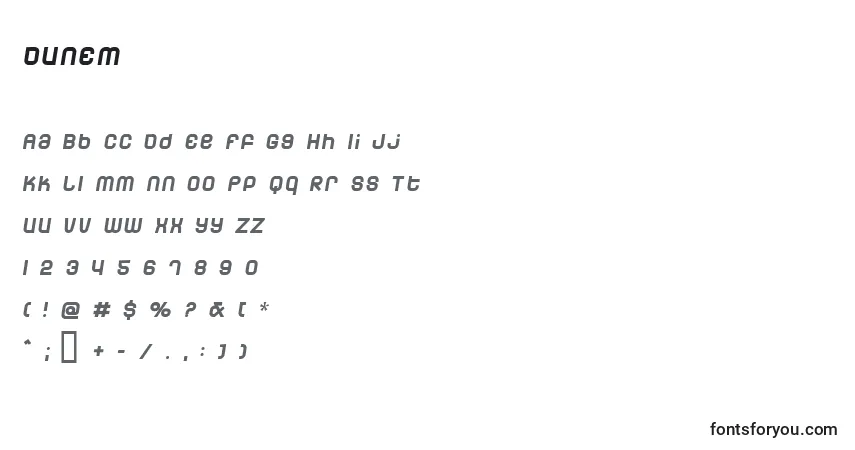 Czcionka DUNEM    (125626) – alfabet, cyfry, specjalne znaki