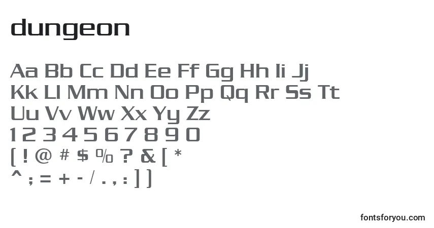 Dungeon (125627)-fontti – aakkoset, numerot, erikoismerkit