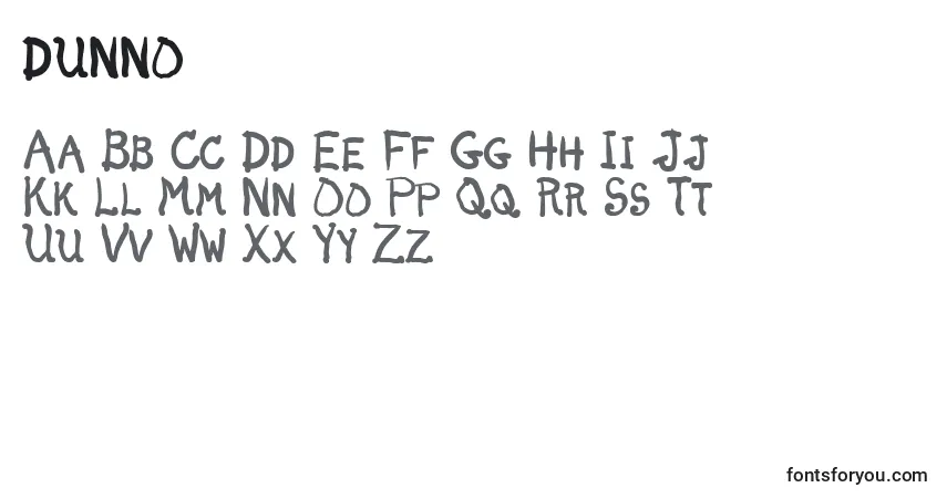 Schriftart Dunno (125629) – Alphabet, Zahlen, spezielle Symbole