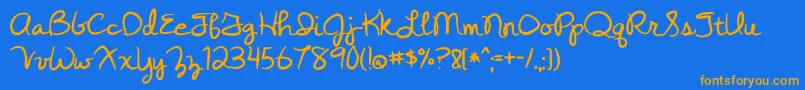 YesterdayAgain-Schriftart – Orangefarbene Schriften auf blauem Hintergrund