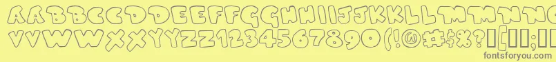 DUPERG  -fontti – harmaat kirjasimet keltaisella taustalla