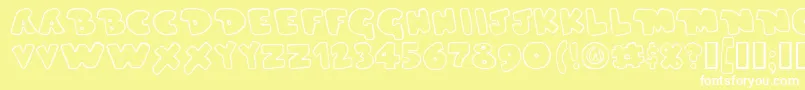 DUPERG  -fontti – valkoiset fontit keltaisella taustalla