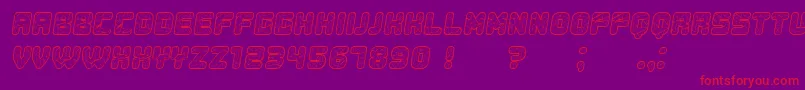 Czcionka Duration Italic – czerwone czcionki na fioletowym tle