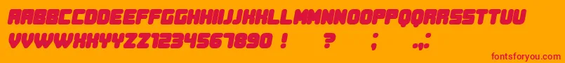 DurationBook Bold Italic-Schriftart – Rote Schriften auf orangefarbenem Hintergrund