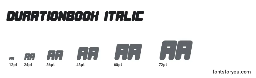 Tamanhos de fonte DurationBook Italic