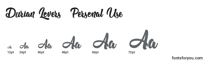 Durian Lovers   Personal Use Font Sizes