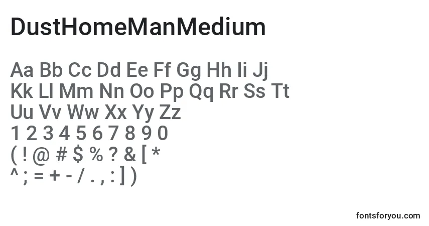 Schriftart DustHomeManMedium (125642) – Alphabet, Zahlen, spezielle Symbole