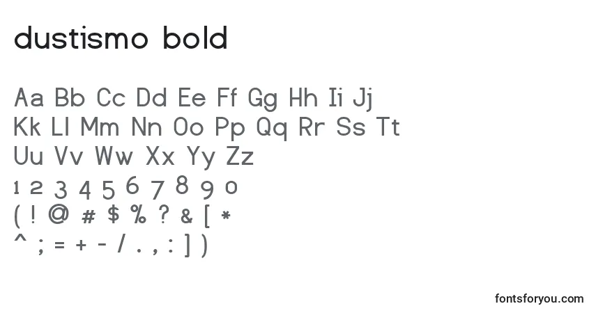 Schriftart Dustismo bold – Alphabet, Zahlen, spezielle Symbole